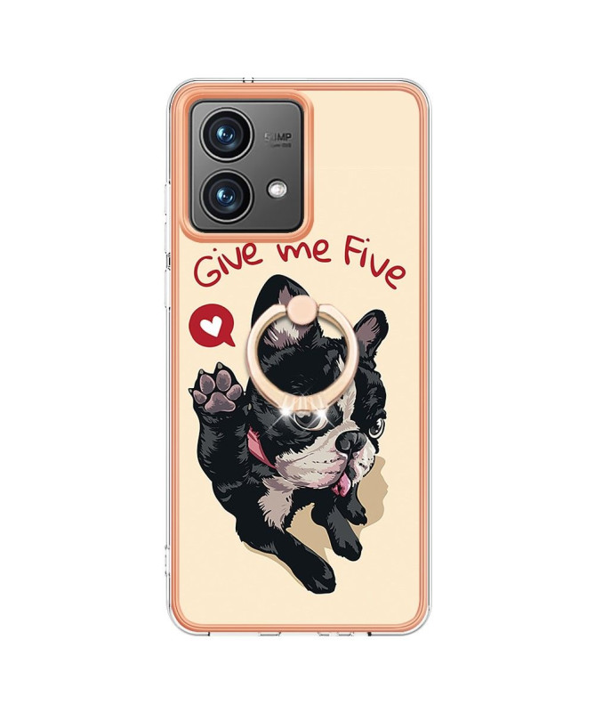 Coque Moto G84 5G Give Me Five Dog avec Support Anneau