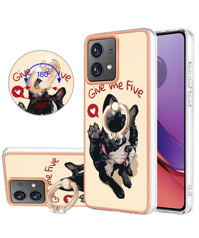 Coque Moto G84 5G Give Me Five Dog avec Support Anneau