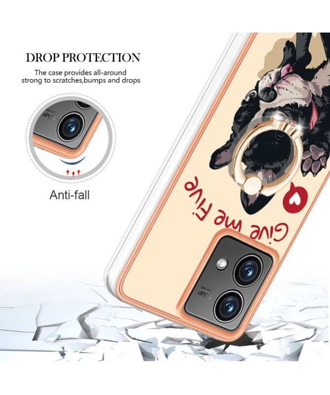 Coque Moto G84 5G Give Me Five Dog avec Support Anneau