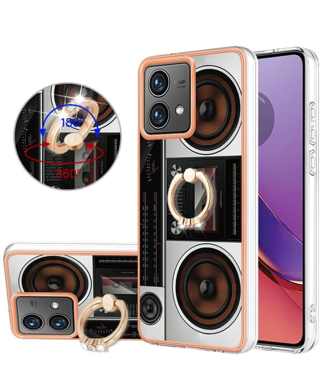 Coque Moto G84 5G Rétro Sound avec Support Anneau