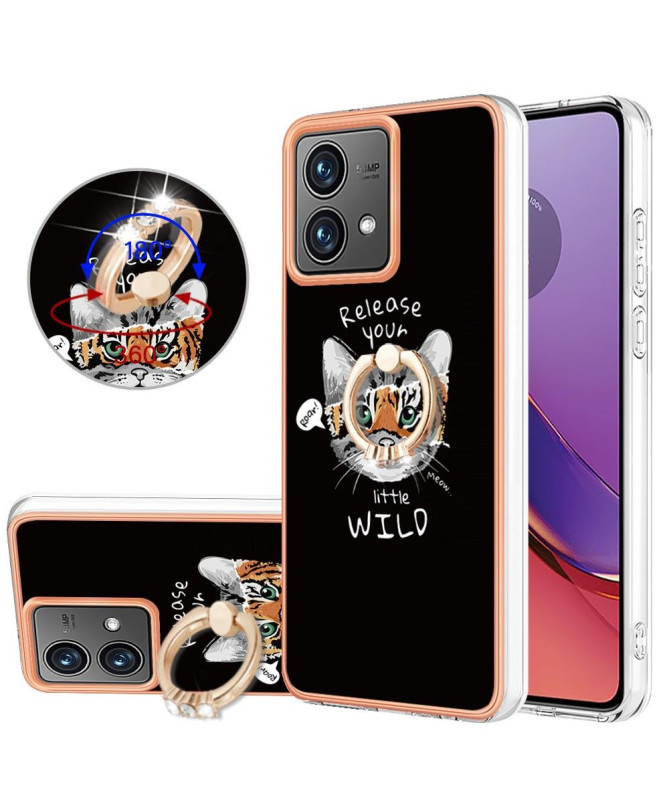 Coque Moto G84 5G Esprit Félin avec Support Anneau