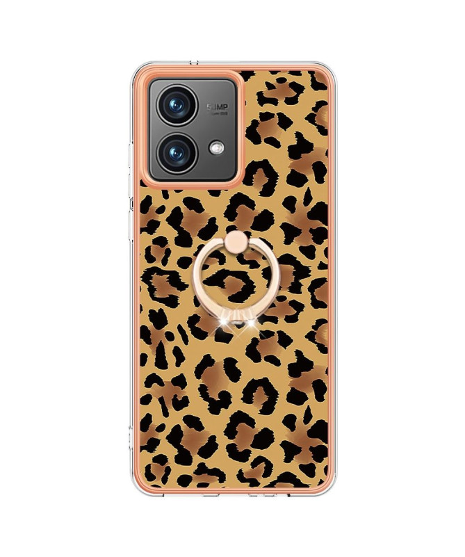 Coque Moto G84 5G Léopard avec Support Anneau