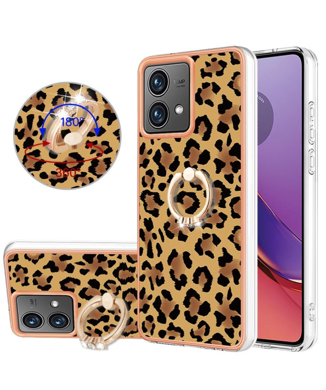 Coque Moto G84 5G Léopard avec Support Anneau