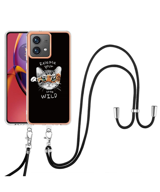 Coque Moto G84 5G Esprit Félin à cordon