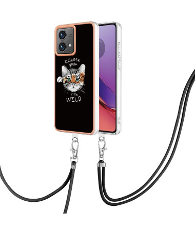 Coque Moto G84 5G Esprit Félin à cordon