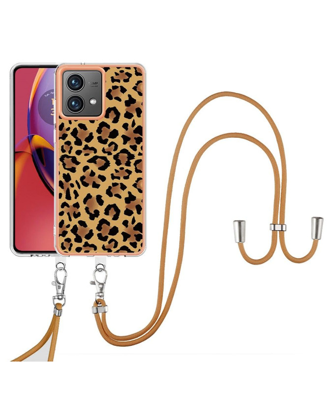 Coque Moto G84 5G Léopard à cordon