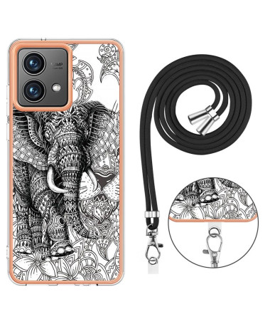 Coque Moto G84 5G Mandala Éléphant à cordon