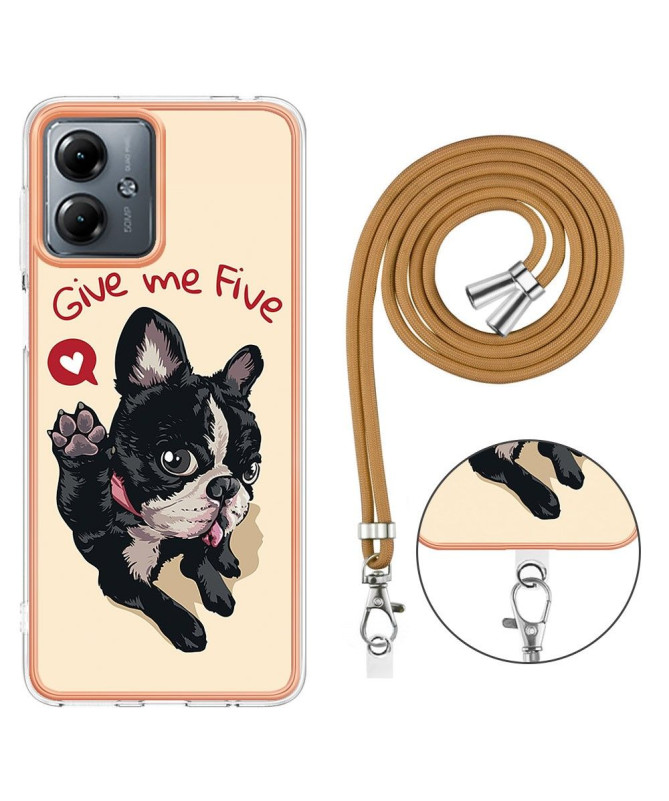 Coque Moto G14 Give Me Five Dog à cordon