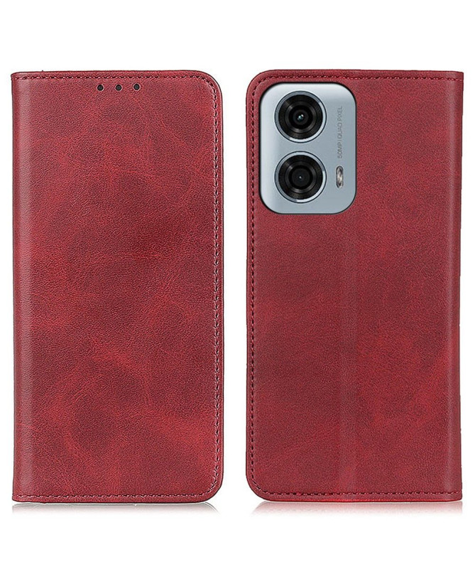 Housse Moto G24 / G04 Simone Flip simili cuir vieilli