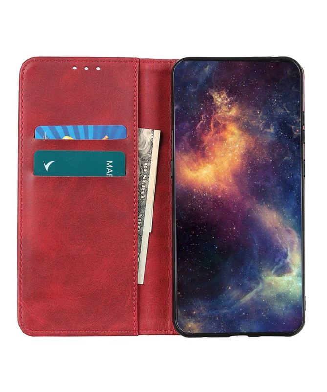 Housse Moto G24 / G04 Simone Flip simili cuir vieilli