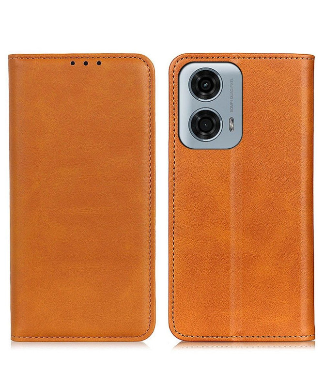 Housse Moto G24 / G04 Simone Flip simili cuir vieilli