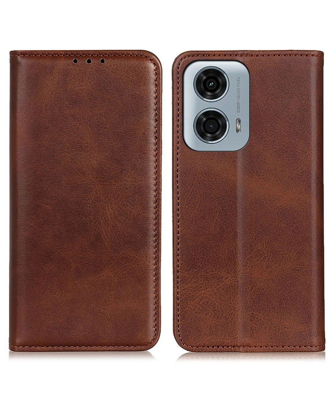 Housse Moto G24 / G04 Simone Flip simili cuir vieilli