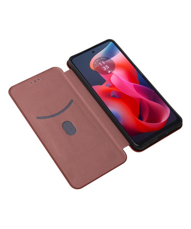 Housse Moto G24 / G04 simili cuir fibre de carbone