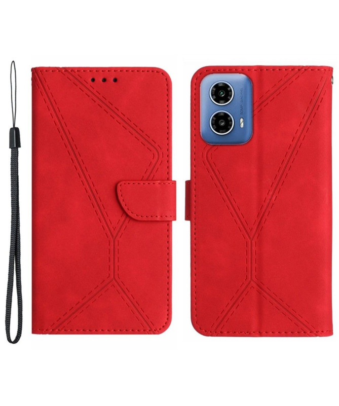 Housse Moto G85 5G Lines effet cuir rétro
