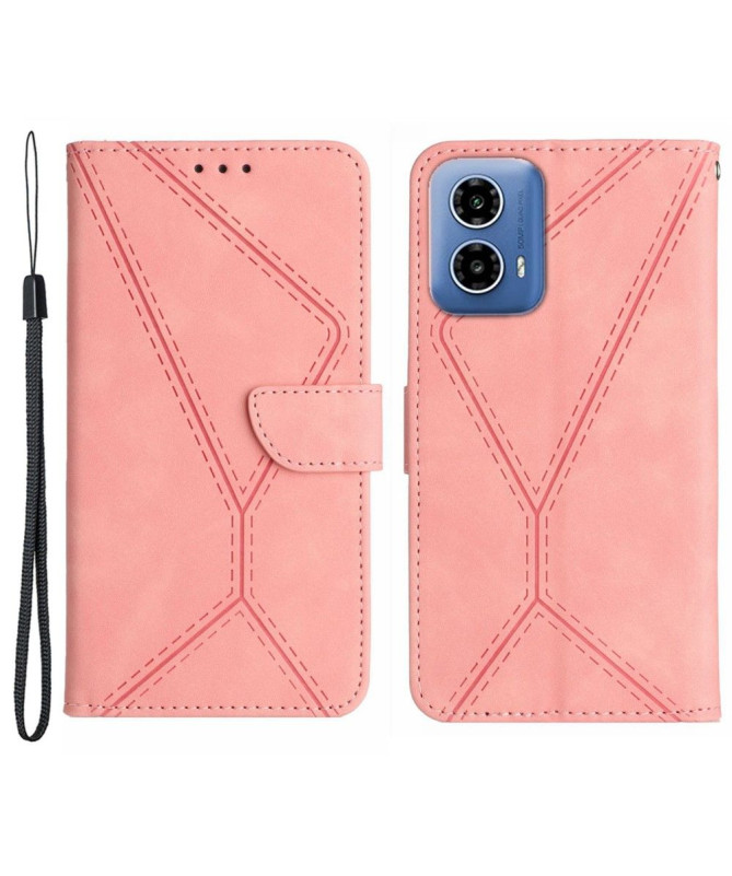 Housse Moto G85 5G Lines effet cuir rétro