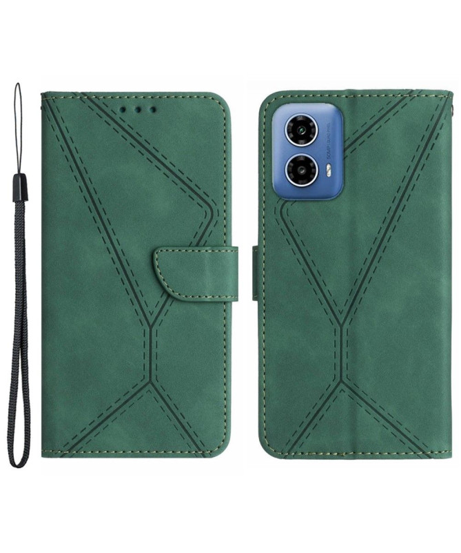 Housse Moto G85 5G Lines effet cuir rétro