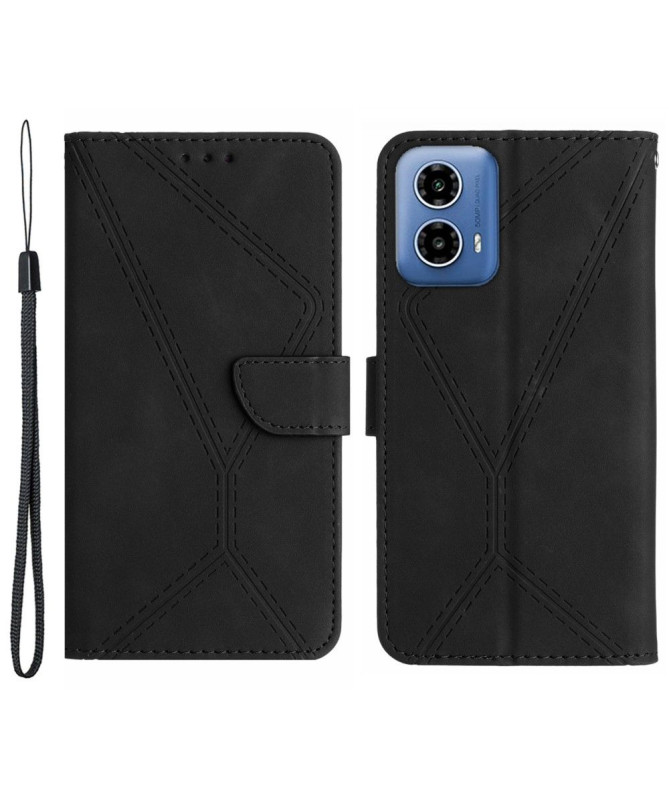 Housse Moto G85 5G Lines effet cuir rétro