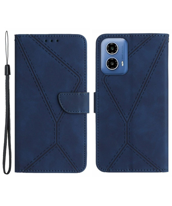 Housse Moto G85 5G Lines effet cuir rétro