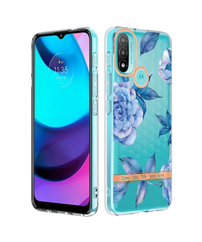 Coque Motorola Moto E20 / E30 / E40 Pivoine bleu