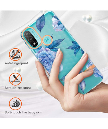 Coque Motorola Moto E20 / E30 / E40 Pivoine bleu