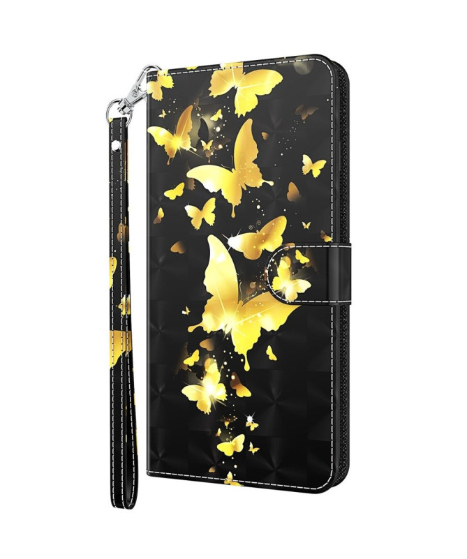 Housse Motorola Moto E20 / E30 / E40 illustration papillons dorés