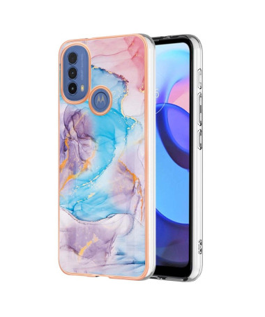 Coque Motorola Moto E40 / E30 / E20 marbre coloré bleu