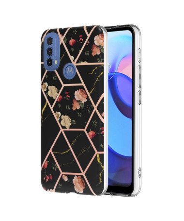 Coque Motorola Moto E40 / E30 / E20 marbre et fleurs