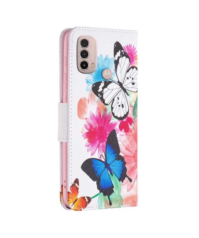 Housse Motorola Moto E40 / E30 / E20 papillons et fleurs colorées