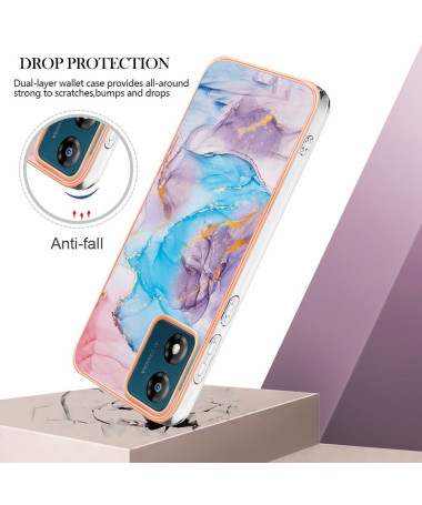 Coque Moto E13 marbre coloré bleu