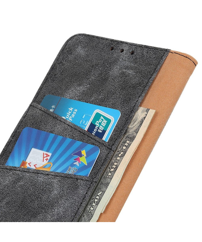 Étui Oppo Reno 4 5G Edouard simili cuir vintage - Noir