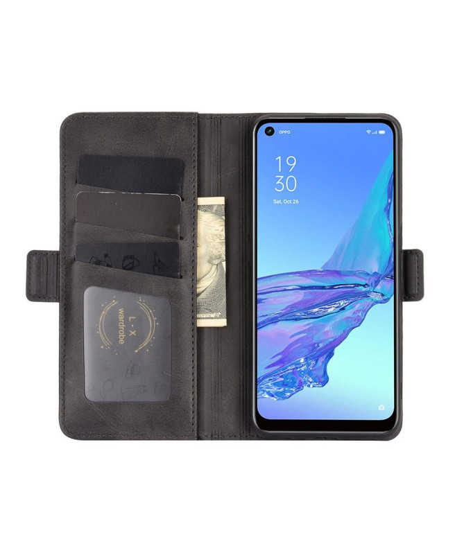 Étui portefeuille Oppo A53 revêtement simili cuir mat