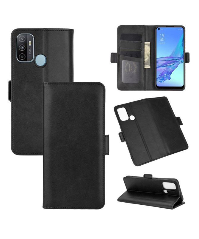 Étui portefeuille Oppo A53 revêtement simili cuir mat
