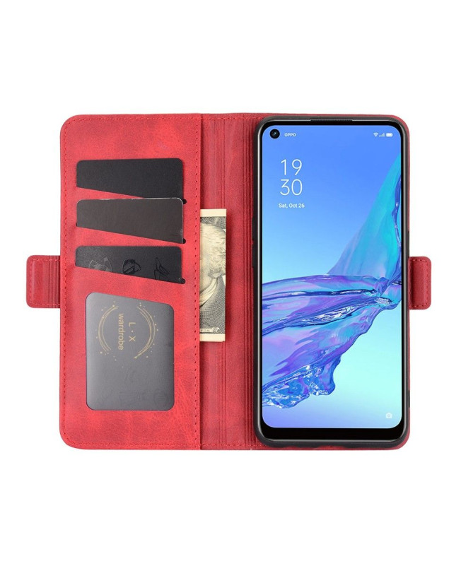 Étui portefeuille Oppo A53 revêtement simili cuir mat
