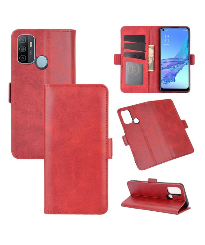 Étui portefeuille Oppo A53 revêtement simili cuir mat