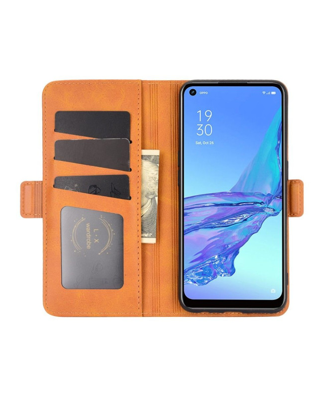Étui portefeuille Oppo A53 revêtement simili cuir mat