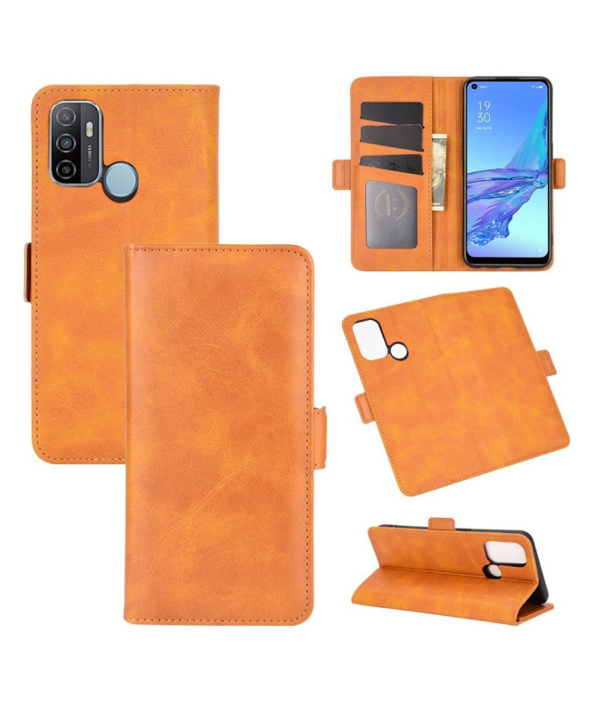 Étui portefeuille Oppo A53 revêtement simili cuir mat