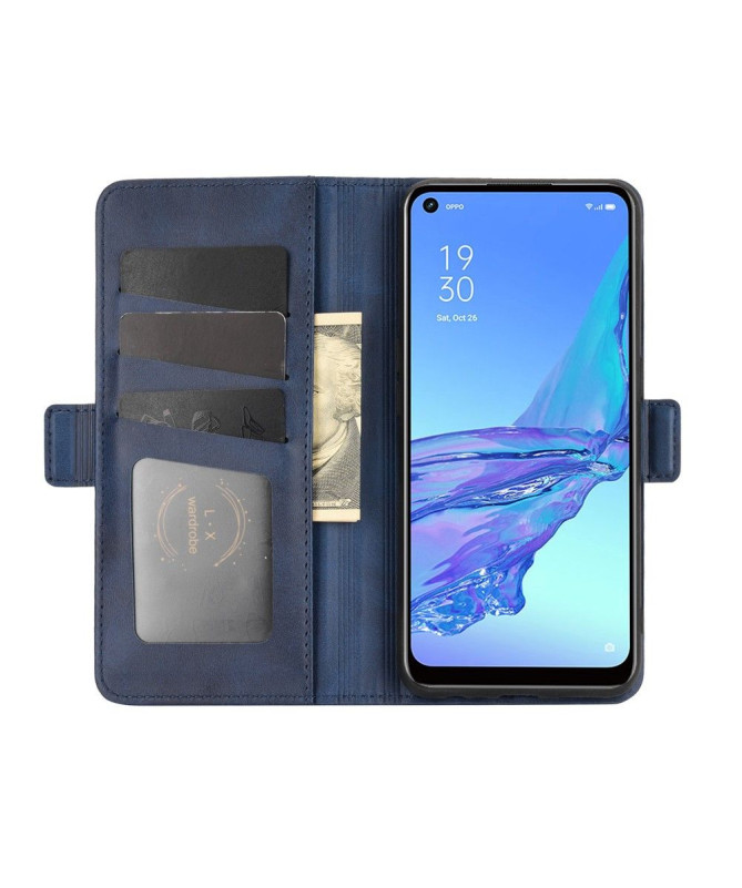 Étui portefeuille Oppo A53 revêtement simili cuir mat