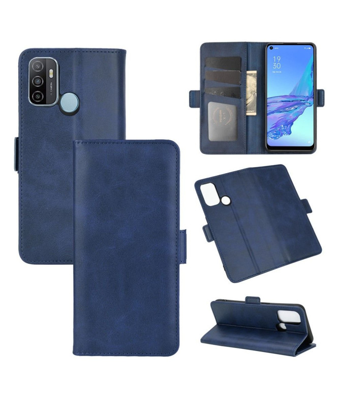 Étui portefeuille Oppo A53 revêtement simili cuir mat
