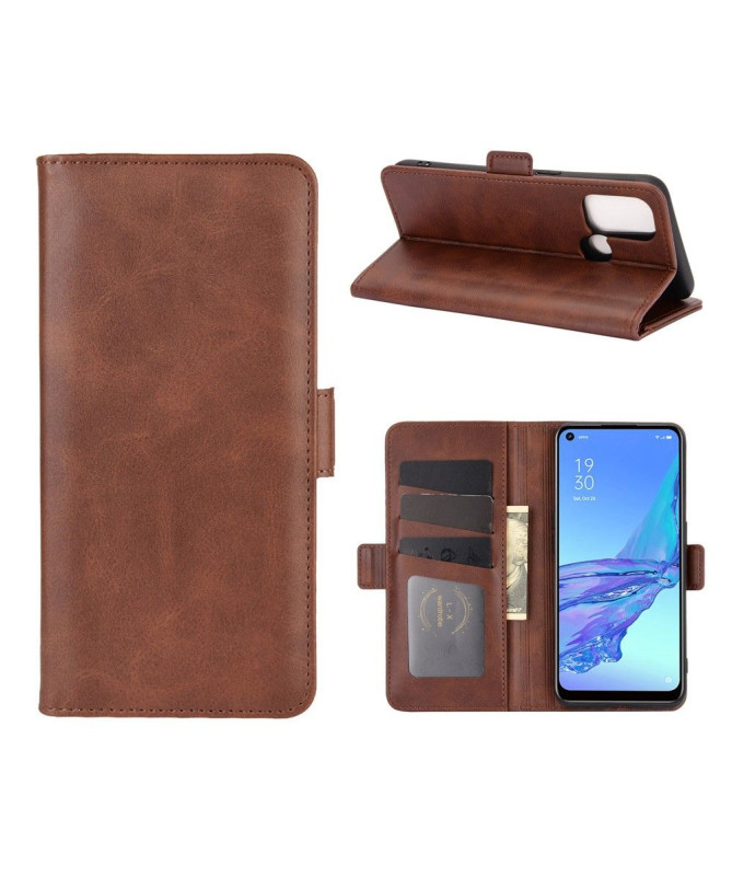 Étui portefeuille Oppo A53 revêtement simili cuir mat