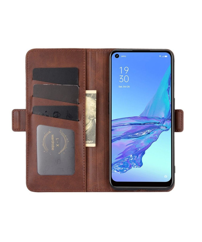 Étui portefeuille Oppo A53 revêtement simili cuir mat