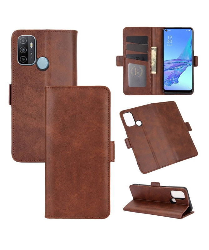 Étui portefeuille Oppo A53 revêtement simili cuir mat