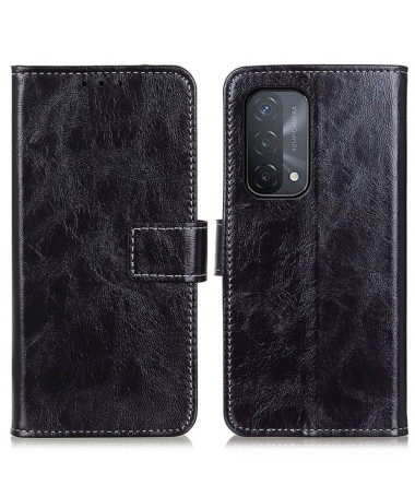 Housse Oppo A54 5G / A74 5G effet cuir luxueux coutures