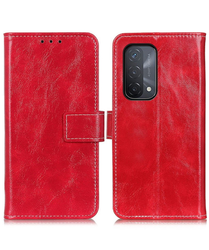 Housse Oppo A54 5G / A74 5G effet cuir luxueux coutures