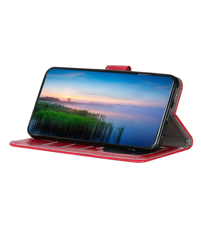 Housse Oppo A54 5G / A74 5G effet cuir luxueux coutures