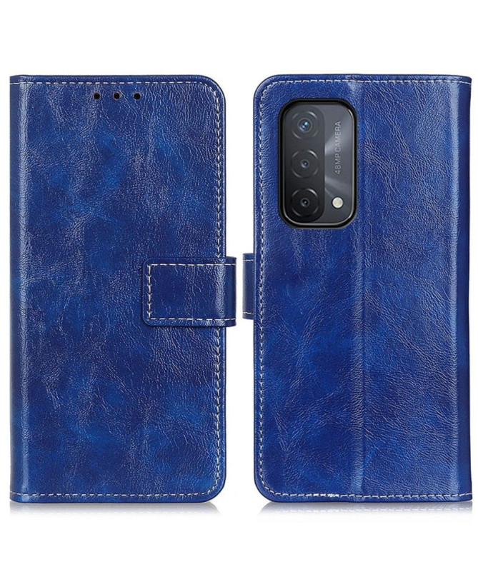 Housse Oppo A54 5G / A74 5G effet cuir luxueux coutures