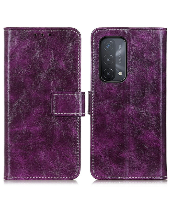 Housse Oppo A54 5G / A74 5G effet cuir luxueux coutures