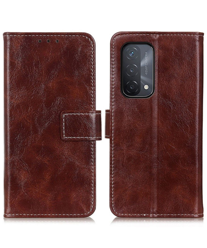 Housse Oppo A54 5G / A74 5G effet cuir luxueux coutures