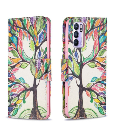 Housse Oppo Reno 6 5G arbre coloré