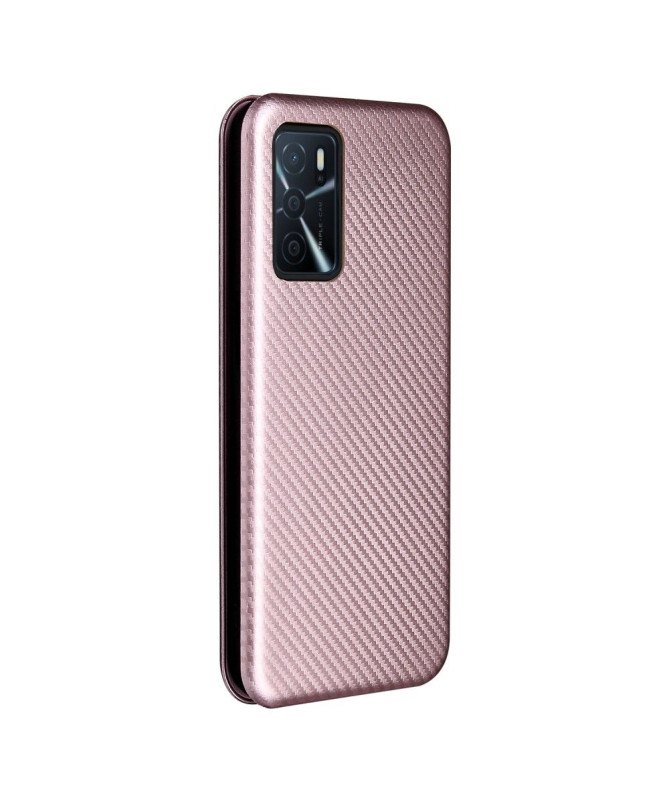 Housse Oppo A16 / A16s simili cuir fibre de carbone