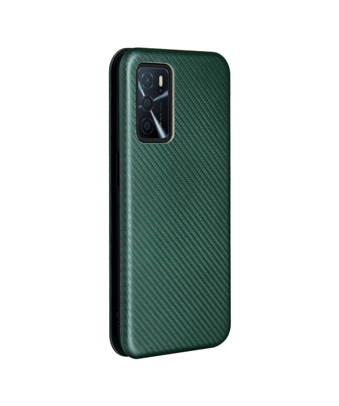 Housse Oppo A16 / A16s simili cuir fibre de carbone